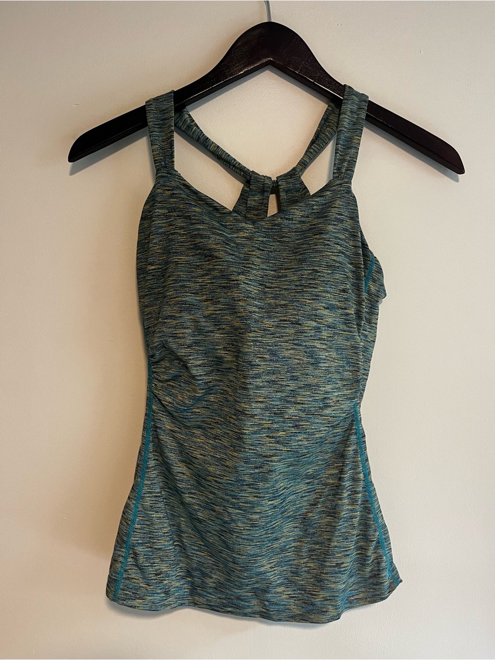 Prana Teal Space-Dye Strappy Keyhole Tank